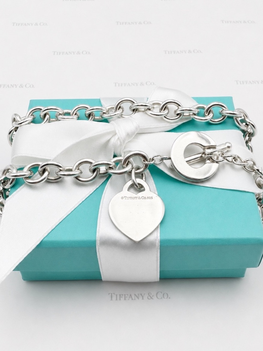 Tiffany & Co. 17.75” Return to Tiffany Heart Tag Toggle Necklace Sterling Silver - Picture 9 of 12
